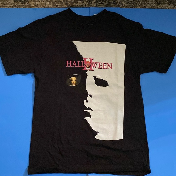 HALLOWEEN II, Michael Myers Face, Short Sleeve Tee Shirt Black, Sz M, Cotton NWT - Picture 1 of 7